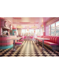 Fabric Photography Background Retro Coffee Shop / Backdrop 4413