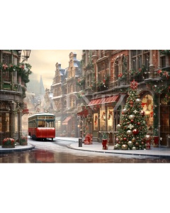 Fabric Photography Background Christmas Village / Backdrop 4449