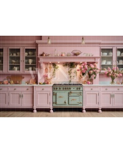 Fabric Photography Background Pink Kitchen / Backdrop 4460