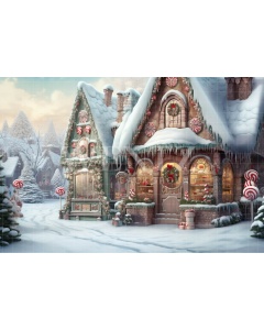 Fabric Photography Background Christmas House / Backdrop 4478