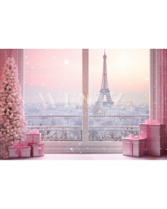 Fabric Photography Background Christmas in Paris / Backdrop 4483