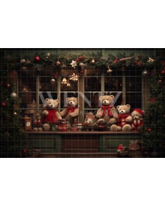 Fabric Photography Background Christmas Set with Teddy Bear / Backdrop 4501