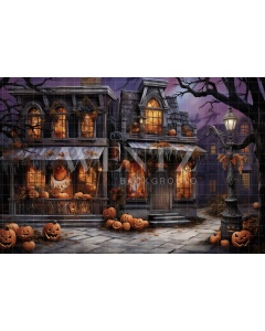 Fabric Photography Background Halloween Village / Backdrop 4506