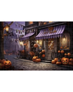 Fabric Photography Background Halloween Village / Backdrop 4513