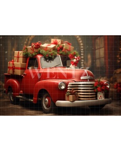 Fabric Photography Background Christmas Pickup Truck / Backdrop 4515