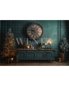 Fabric Photography Background Christmas Set with Clock / Backdrop 4518