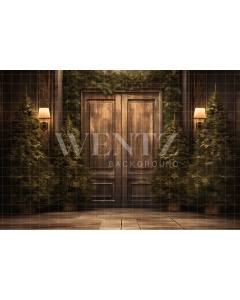 Fabric Photography Background Rustic Christmas Door / Backdrop 4525