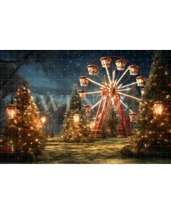 Fabric Photography Background Christmas Amusement Park / Backdrop 4526