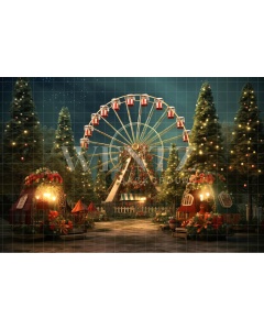 Fabric Photography Background Christmas Amusement Park / Backdrop 4527