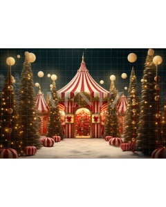 Fabric Photography Background Christmas Circus / Backdrop 4528