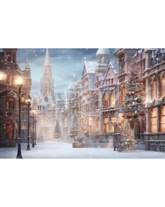 Fabric Photography Background Christmas Village / Backdrop 4532