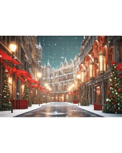 Fabric Photography Background Christmas Village / Backdrop 4533