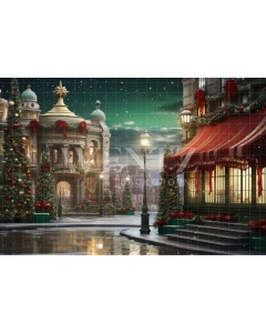 Fabric Photography Background Christmas Village / Backdrop 4542