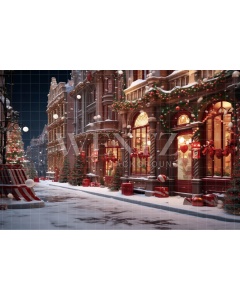 Fabric Photography Background Christmas Village / Backdrop 4543