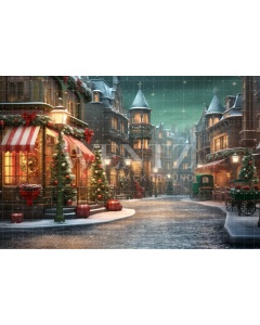 Fabric Photography Background Christmas Village / Backdrop 4544