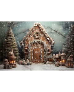 Fabric Photography Background Gingerbread House / Backdrop 4551