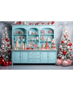 Fabric Photography Background Cabinet with Christmas Candies / Backdrop 4558