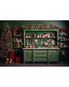 Fabric Photography Background Christmas Cabinet / Backdrop 4559