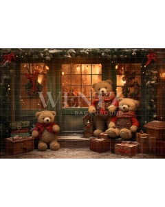 Fabric Photography Background Christmas Set with Teddy Bears / Backdrop 4565