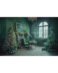 Fabric Photography Background Christmas Green Room / Backdrop 4566