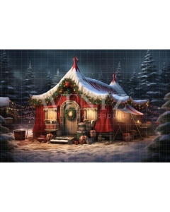 Fabric Photography Background Santa's House / Backdrop 4570