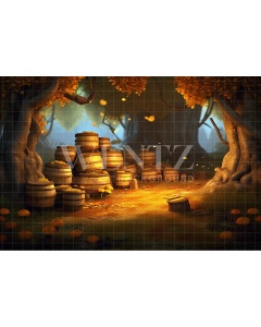 Fabric Photography Background Woods with Barrels / Backdrop 4574