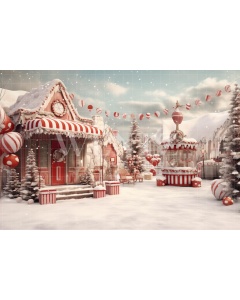 Fabric Photography Background Christmas Village / Backdrop 4578