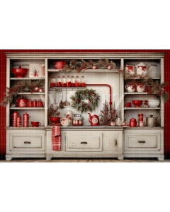 Fabric Photography Background Christmas Kitchen / Backdrop 4582