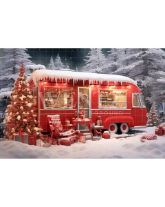 Fabric Photography Background Christmas Trailer / Backdrop 4583