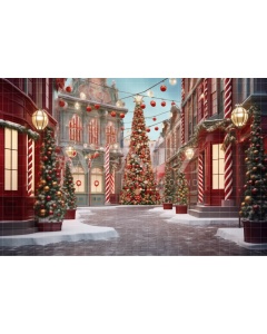 Fabric Photography Background Christmas Village / Backdrop 4593