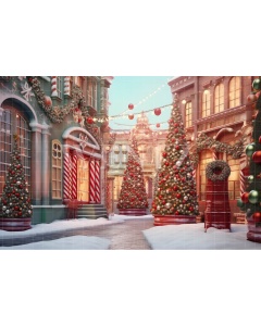 Fabric Photography Background Christmas Village / Backdrop 4594