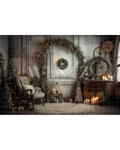 Fabric Photography Background Rustic Christmas Room / Backdrop 4595