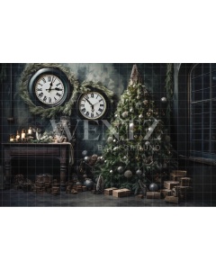 Fabric Photography Background Vintage Christmas Room / Backdrop 4596