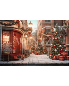 Fabric Photography Background Christmas Village / Backdrop 4603