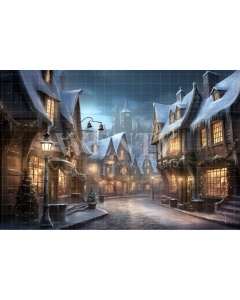 Fabric Photography Background Christmas Village / Backdrop 4613