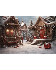 Fabric Photography Background Christmas Village / Backdrop 4614