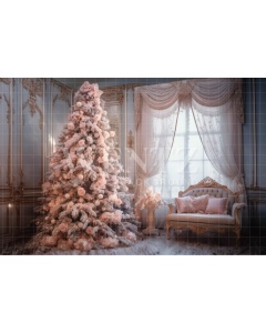 Fabric Photography Background Baby Pink Christmas Room / Backdrop 4617