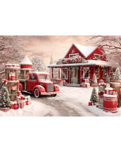 Fabric Photography Background Santa Claus' House / Backdrop 4619