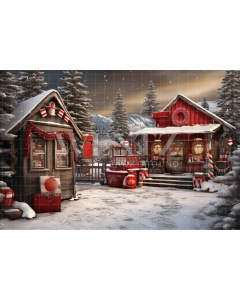 Fabric Photography Background Santa Claus' House / Backdrop 4620