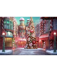 Fabric Photography Background Christmas Candy Village / Backdrop 4621