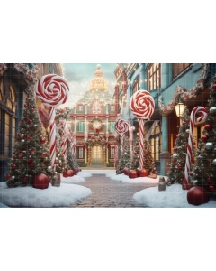 Fabric Photography Background Christmas Candy Village / Backdrop 4622