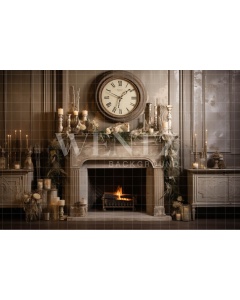 Fabric Photography Background Christmas Fireplace / Backdrop 4634