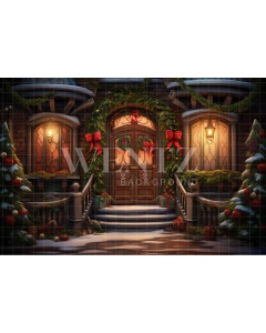 Fabric Photography Background Christmas House Front / Backdrop 4638