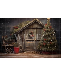 Fabric Photography Background Christmas Hut / Backdrop 4639