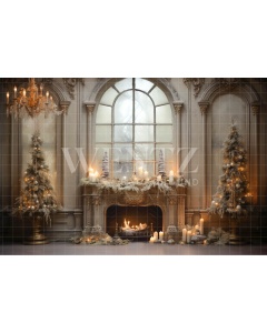 Fabric Photography Background Christmas Set with Fireplace / Backdrop 4645