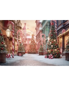 Fabric Photography Background Christmas Village / Backdrop 4647