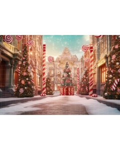 Fabric Photography Background Christmas Village / Backdrop 4648