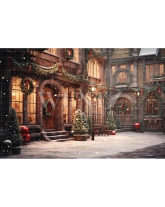 Fabric Photography Background Christmas Village / Backdrop 4660