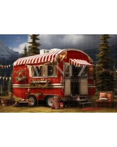 Fabric Photography Background Christmas Trailer / Backdrop 4667