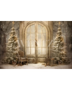 Fabric Photography Background Vintage Christmas Front / Backdrop 4670